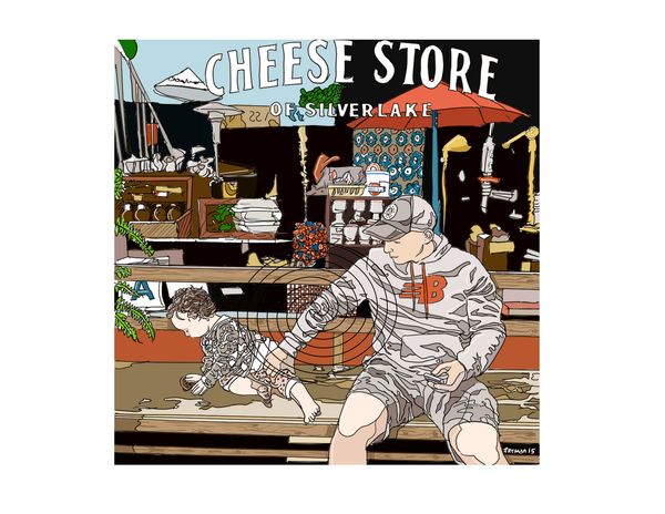 Dad and daughter at cheese store